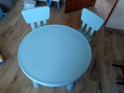 IKEA Zestaw MAMMUT Stolik dziecięcy 85 cm + 2 krzesełka jasnoniebieski