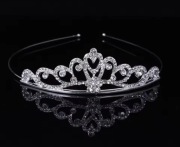 Srebrna tiara ślubna diadem z cyrkoniami 