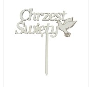 Topper drewniany na tort Chrzest Święty 