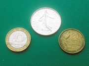 FRANCJA - Zestaw 3 monet 5 10 20 Francs Franków 1951 1971 1989 K8