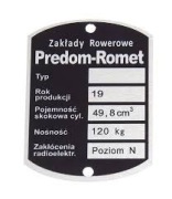 TABLICZKA ZNAMIONOWA ROMET MOTORYNKA PREDOM OGAR KOMAR