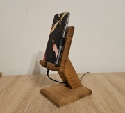 Stojak podstawka na telefon tablet e-book z drewna dębowy Olej