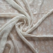 Tkanina szyfon w kwiatki ecru 115x 110