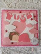 Kartka ręcznie robiona na chrzest dla dziewczynki. Personalizacja.