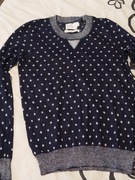 Granatowy sweterek w srebrne kropki Lindex XS 34 