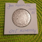 moneta srebrna Jan II Kazimierz ort z 1663r