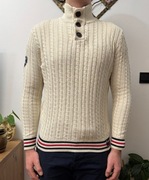 Sweter prążkowany bawełniany dzianinowy kremowy z dzianiny Superdry L