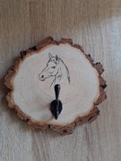 Wieszak ścienny na ubrania, klucze. Koń. Plaster drewna