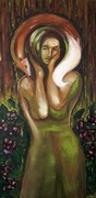 Kobieta z Lisem, Obraz olejny 100x50