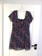 QED LDN London nowa krótka granatowa kwiecista sukienka 42XL letnia