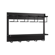 Metalowy Organizer Ścienny na Butelki Bidony Kubki Kuchenny Czarny Magnez