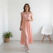 Rożowa długa suknia rozmiar L (7)