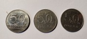 50 zł złotych, 1990 r., 3 sztuki, III RP. (z10)