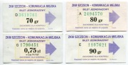 Bilet ZKM Szczecin - 70gr, 0.75zł, 80gr, 90gr
