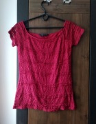 Czerwona koronkowa bluzka z krótkim rękawem M Dorothy Perkins