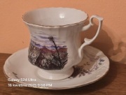 Filiżanka myśliwska ze spodkiem. Zając szarak. Darz Bór.