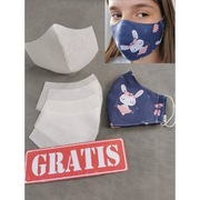 Maska bawełniana z kieszonką, drucik +6 filtrów 