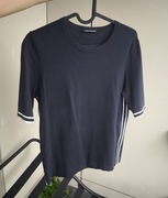 Luisa Cerano dzianinowa elegancka bluza z lampasem granatowa