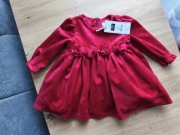 Nowa sukienka welurowa, elegancka, Smyk 68