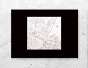 biało czarny plakat A4, mały plakat z ptakiem, czarno biały obrazek 21x30