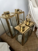 Zestaw 4 lampiony latarnia złote wesele sesja boho