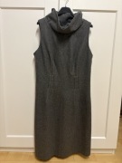 Szara sukienka z kołnierzem na grubych ramiączkach Wena-Top