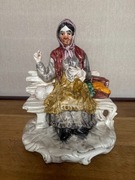 Ręcznie malowana figurka Capodimonte – kobieta na ławce lata 60-te