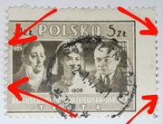 Przesunięcie perforacji. Znaczek Fi 423B. Kasowany.