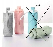 2szt.BUTELKA NA WODĘ BIDON mały składany silikonowy 600ml RÓŻOWY+SZARY