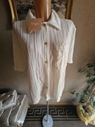 Bluzka damska koszula z krótkim rękawem Wiya ecru/kremowa