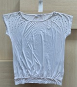 Biała bluzka ze ściągaczem Yessica ozdobne ramiona S 36/38