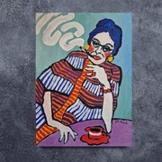 Obraz olejny portret tam gdzie czuwają pasiaste myśli