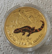 Numizmat Symbole Przyrody, Salamandra Plamista, certyfikat, książeczka