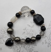 Czarne seduszko kryształy kryształki czarna bransoletka bransoleta