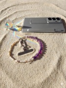 Biżuteryjna smycz do telefonu Perła, Agat, Kamień. Mattè Prism, handmade