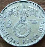 Niemcy - Trzecia Rzesza - 2 marki - 1939 - Hindenburg - srebro