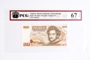 AUSTRIA 20 Schilling z 1986 roku grading PCG Superb Gem UNC 67 EPQ 
