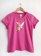 Koszulka T-shirt Brokatowy Nadruk Tinker Bell Dzwoneczek Disney Różowa S