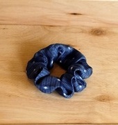 Granatowa jedwabna gumka do włosów scrunchie. Hand made!