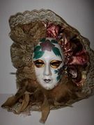 Maska Wenecka.Naścienna.Ceramika Ręcznie Malowana Lata 80te XXw.