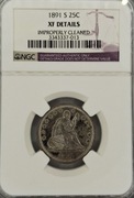 USA - Seated Liberty - Quarter Dollar 1891 S XF - Grading NGC