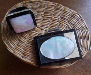 Komplet etno- duży wisior i pierścionek srebro masa perłowa 