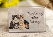 Magnes na lodówkę, koty, rękodzieło