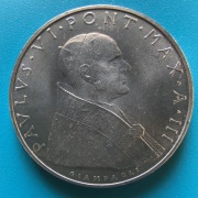 500 lirów 1965 Watykan Paweł VI Srebro 0,835 Waga 11 g