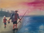na ryby. obraz olejny