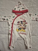 Komplet świąteczny  Mickey i Minnie 50 / 56  pajacyk z niedrapkami i czapka