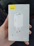 Ładowarka USB-C i USB-A B BaseUs 65W GaN biała + kabel 1M