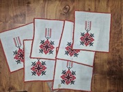 SERWETKI HAFTOWANE- PRL- 6 SZTUK