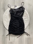 Zara czarna sukienka z drapowaniem