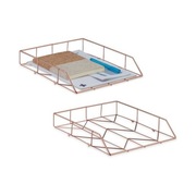 Nowe Tacki na Dokumenty Zestaw 2 Sztuk Taca Organizer Różowe Złoto